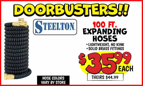 Steelton 50' expanding hose: Our Price: $16.99, theirs: $19.99