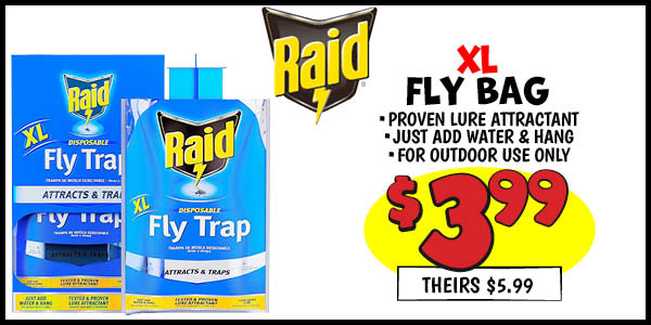Raid xl fly bag: Our Price: $3.99, theirs: $5.99