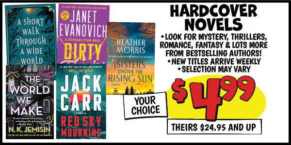Hardcover novels: Our Price: $4.99, theirs: $24.99
