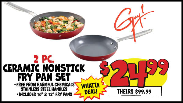 2 pc. ceramic nonstick fry pan set: Our Price: $24.99, theirs: $99.99