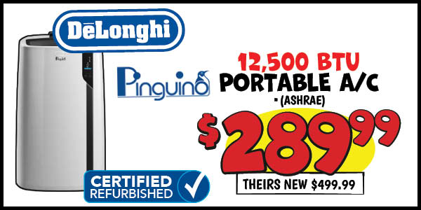 12,500 btu portable a/c: theirs,new,Our Price: $289.99, theirs: $499.99