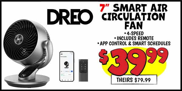 7 in. smart air circulation fan: Our Price: $39.99, theirs: $79.99