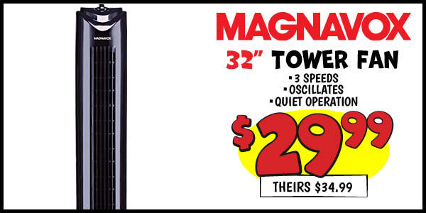 32 in. tower fan: Our Price: $29.99, theirs: $34.99