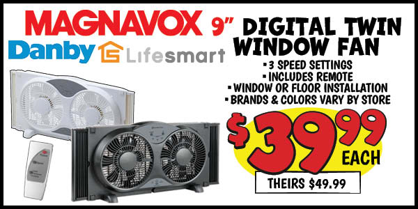 9 in digital twin. window fan: Our Price: $39.99, theirs: $49.99