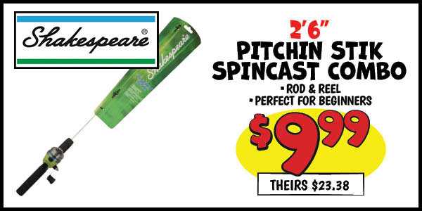 Pitchin stik spincast combo: Our Price: $9.99, theirs: $23.38