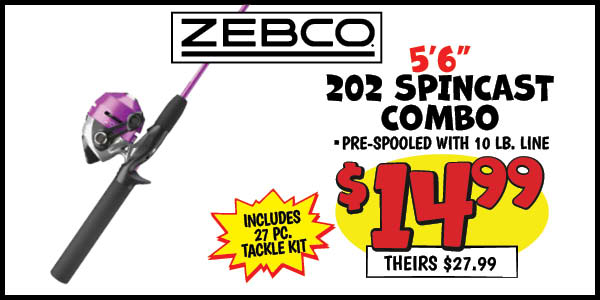 202 spincast combo: Our Price: $14.99, theirs: $27.99