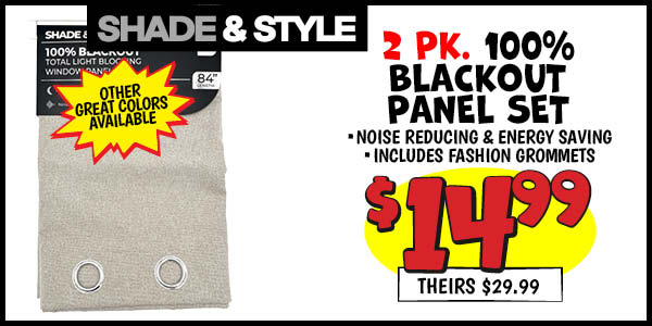 Shade and Style 2 pk. 100% Blackout Panel Set