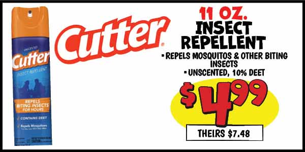 11 oz. insect repellent: Our Price: $4.99, theirs: $7.48