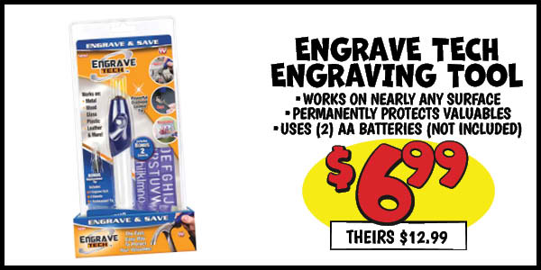 Engrave tech engraving tool: Our Price: $6.99, theirs: $12.99