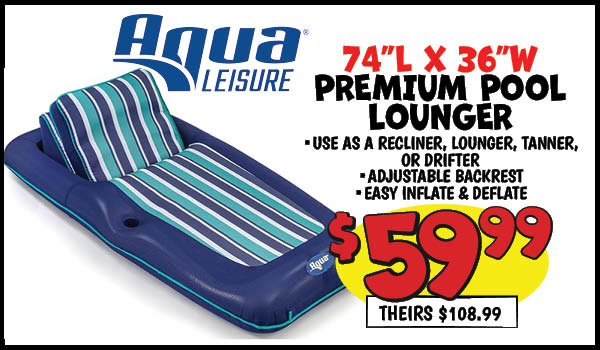 Premium pool lounger: Our Price: $59.99, theirs: $108.99