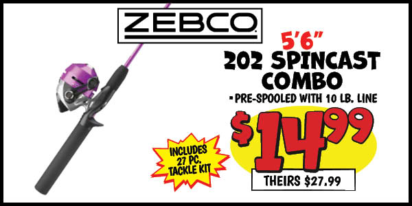 202 spincast combo: Our Price: $14.99, theirs: $27.99