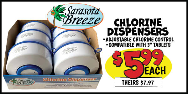 Chlorine dispensers: Our Price: $5.99, theirs: $7.97