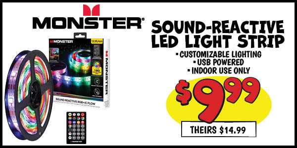 Sound reactive led light strip: Our Price: $9.99, theirs: $14.99