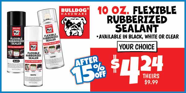 10 oz. flexible rubberized sealant: Our Price: $4.24 After Discount, theirs: $9.99