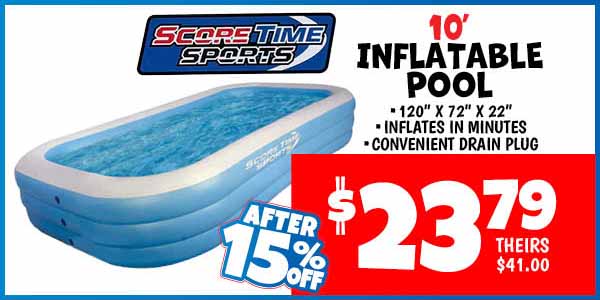 Inflatable Pool: Our Price: $23.79 After Discount, theirs: $41.00