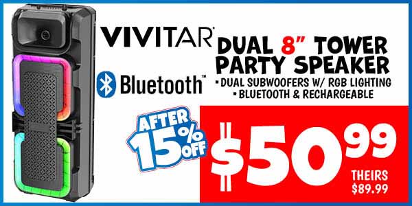 Tower Party Speaker: Our Price: $50.99, theirs: $89.99