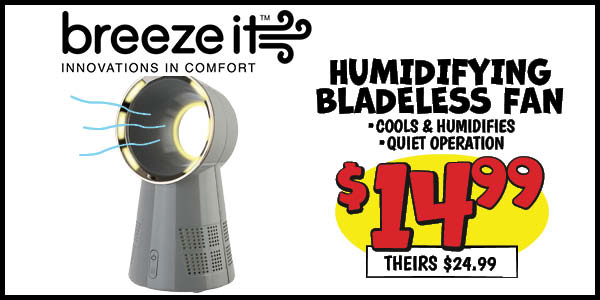 Humidifying bladeless fan: Our Price: $14.99, theirs: $24.99