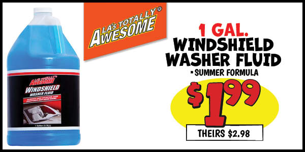 1 gal. windshield washer fluid: Our Price: $1.99, theirs: $2.98