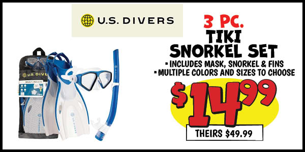 Tiki 3 pc. snorkel set: Our Price: $14.99, theirs: $49.99