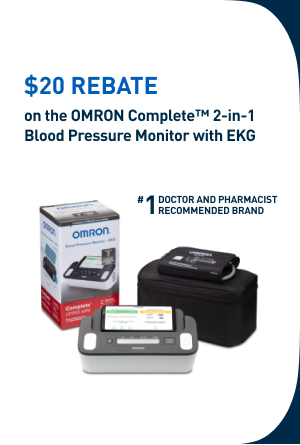 $20 REBATE on the OMRON Complete 2-in-1 Blood Pressure Monitor with EKG