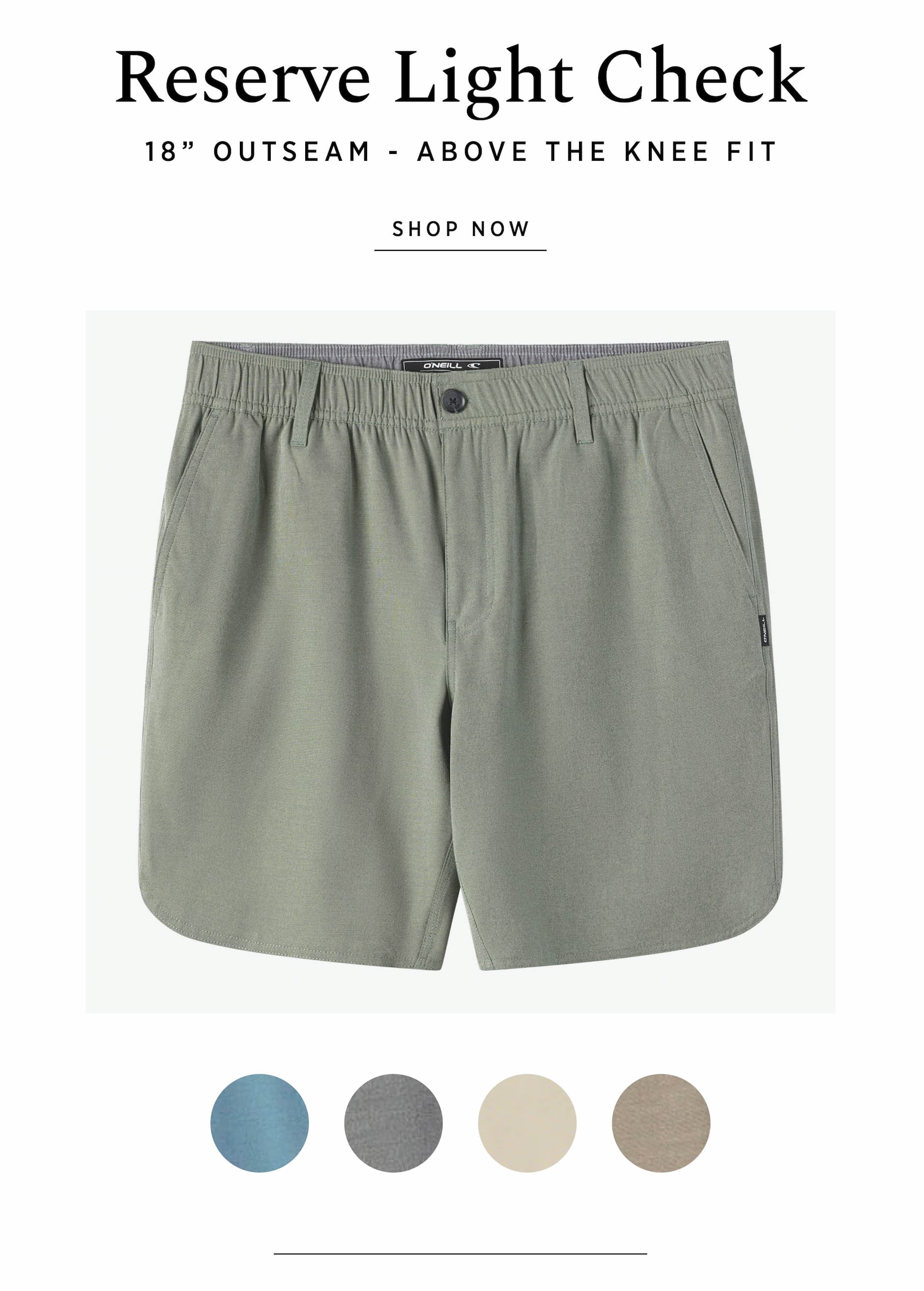 RESERVE LIGHT CHECK SCALLOP ELASTIC WAIST 18" HYBRID SHORTS