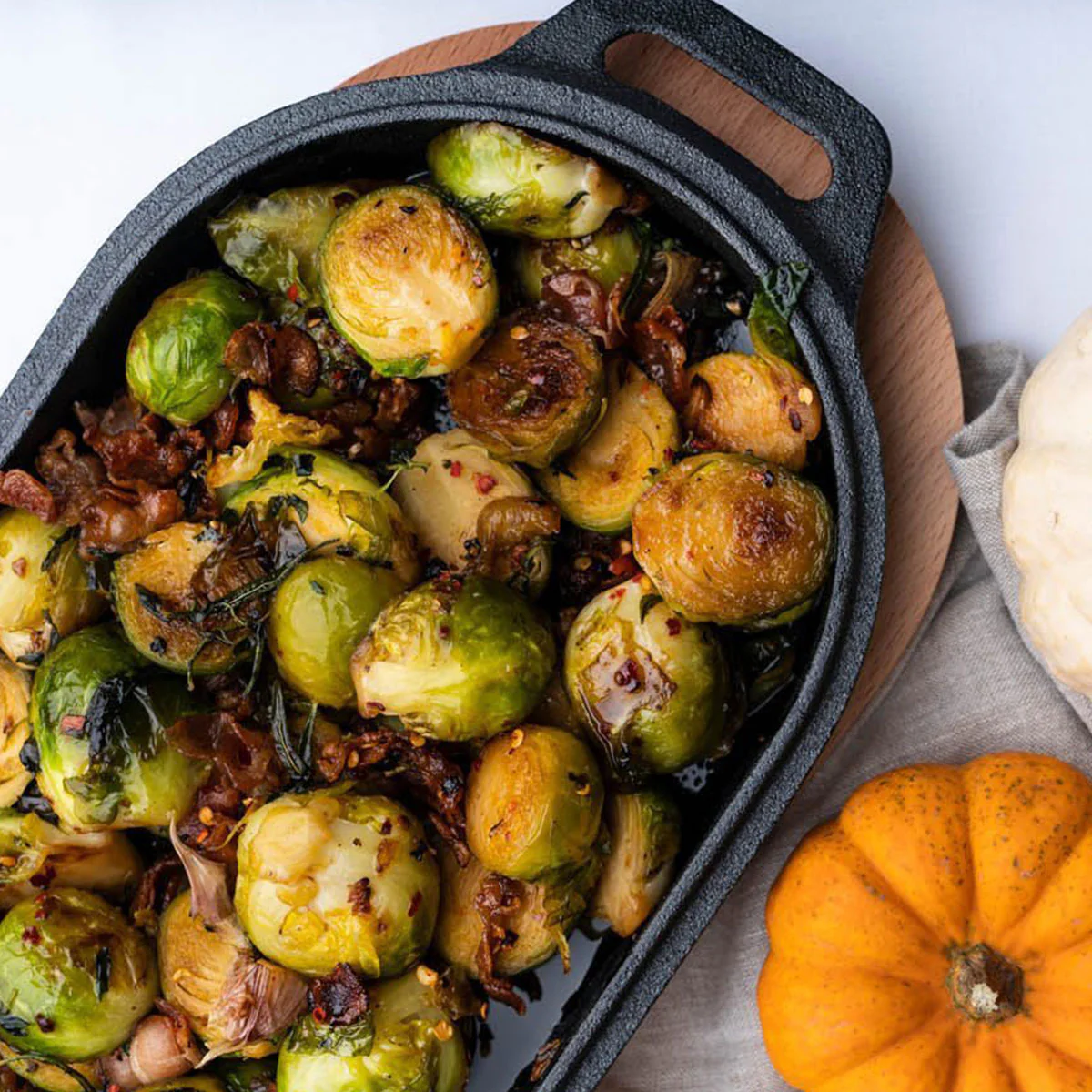 Brussels Sprouts with Bacon & Chilli 