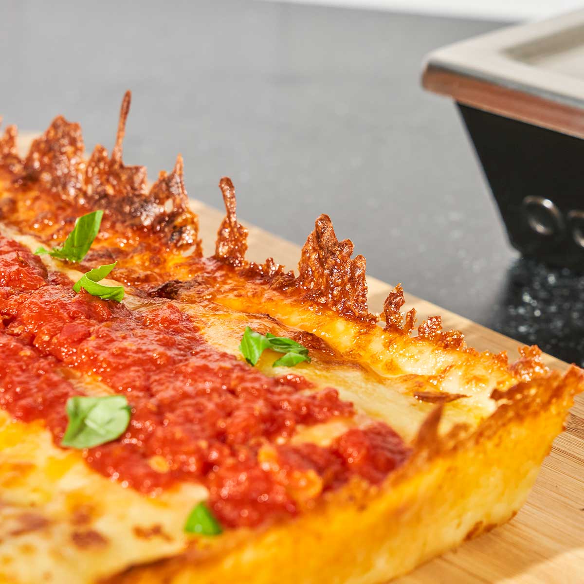Cheese-Crowned Detroit-Style Pizza