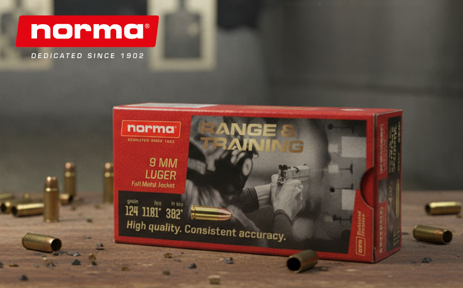 Norma Range Training FMJ 9mm Luger 124 Gr FMJ, 50 Rounds