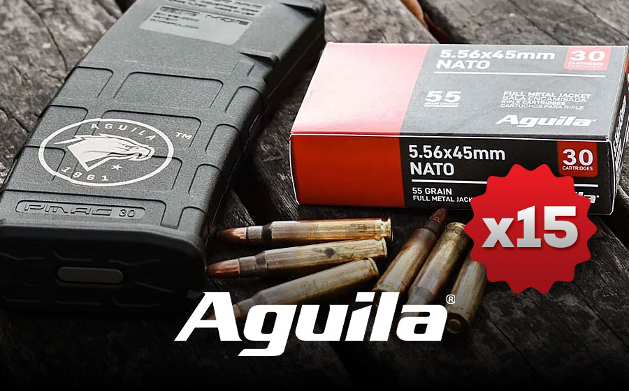 Aguila Ammunition 5.56x45mm NATO Ammo 55 Gr FMJ, 450 Rounds