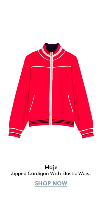 Zipped Cardigan With Elastic Waist