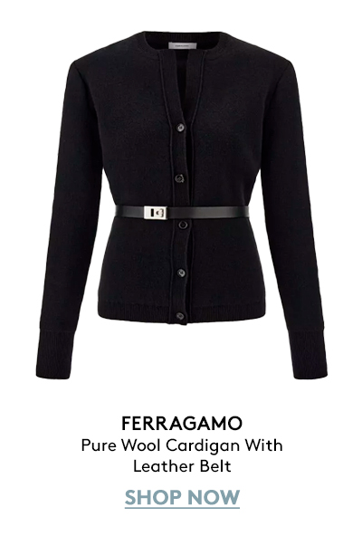 Pure Wool Cardigan With Leather Belt