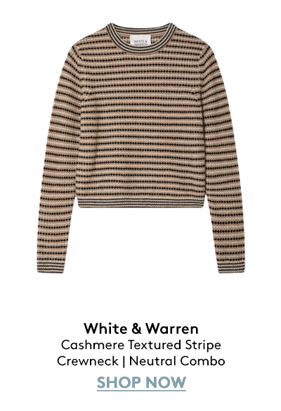 Cashmere Textured Stripe Crewneck | Neutral Combo