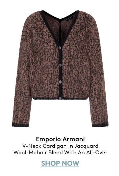 V-Neck Cardigan In Jacquard Wool-Mohair Blend With An All-Over Pattern