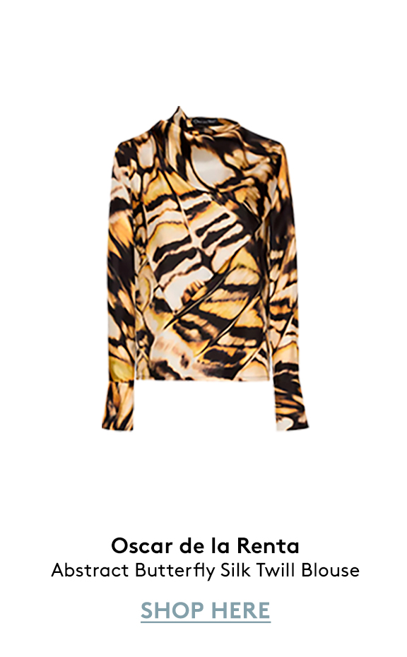 Abstract Butterfly Silk Twill Blouse