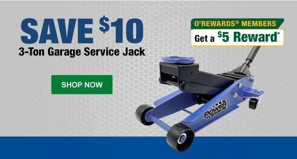 Save $10 3-Ton Garage Service Jack. Get a $5 Reward.