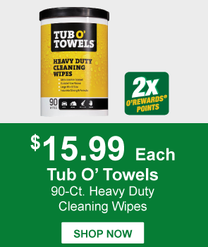 Tub O’ Towels 90-Ct. Heavy Duty Cleaning Wipes, TTL TW90, $15.99 Each, 2X Points