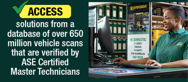 Access solutions from a database of over 650 million vehicles scans that are verifed by ASE certified master technicians
