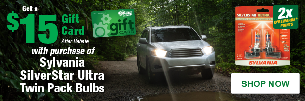 Get a $15 Gift Card After Rebate with purchase of Sylvania SilverStar Ultra Twin Pack Bulbs, 2x points. SHOP NOW
