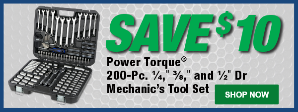 Save $10 Power Torque 200-Pc. ¼", 3⁄8", and ½” Mechanic’s Tool Set, PTT GM4323
