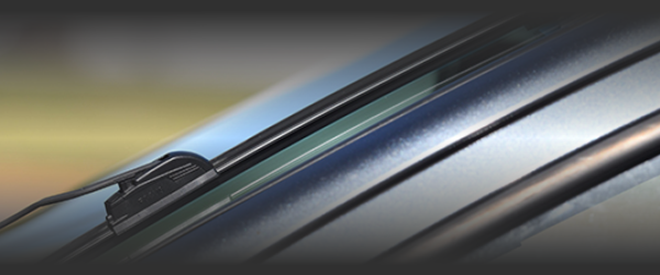 Wiper Blades in use on a car windshield