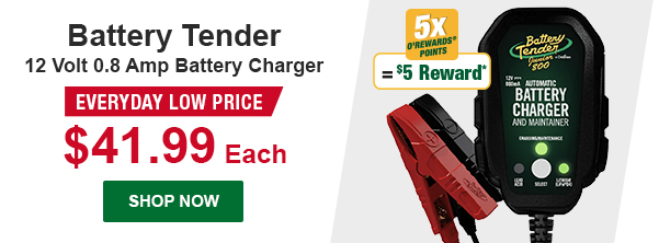 Battery Tender - 12 Volt 0.8 Amp Battery Charger - Everyday Low Price - $41.99 Each - 5x O'Rewards Points = $5 Reward*