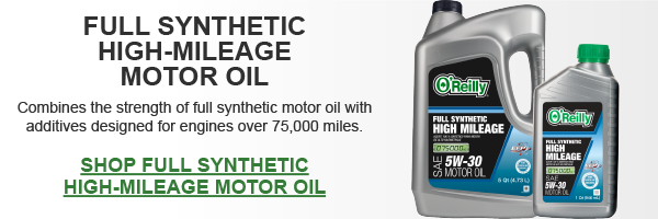 Full Synthetic High-Mileage Motor Oil Combines the strength of full synthetic motor oil with additives designed for engines over 75,000 miles.