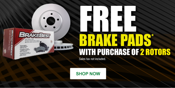Free Brake Pads with purchase of 2 rotors