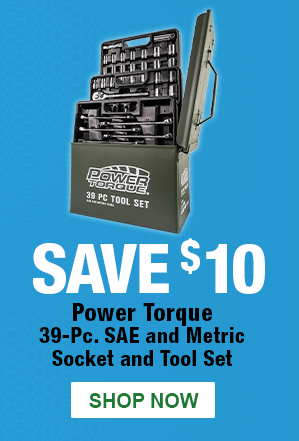 SAVE $10 Power Torque 39-Pc. SAE and Metric Socket and Tool Set, PTT GM4341, SHOP NOW
