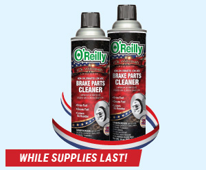limited edition O'Reilly Brake Parts Cleaner Cans. While Supplies Last!