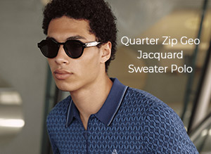 Shop the Quarter Zip Geo Jacquard Sweater Polo