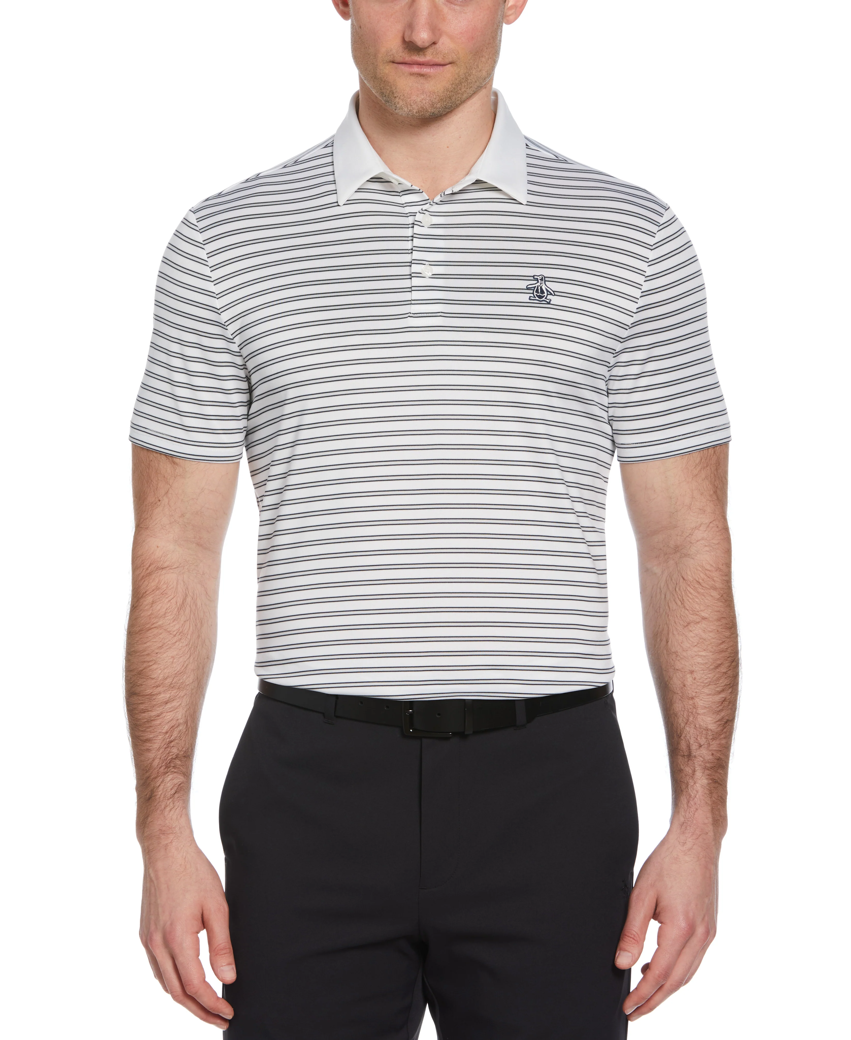 Image of Heritage Stripe Solid Collar Golf Polo