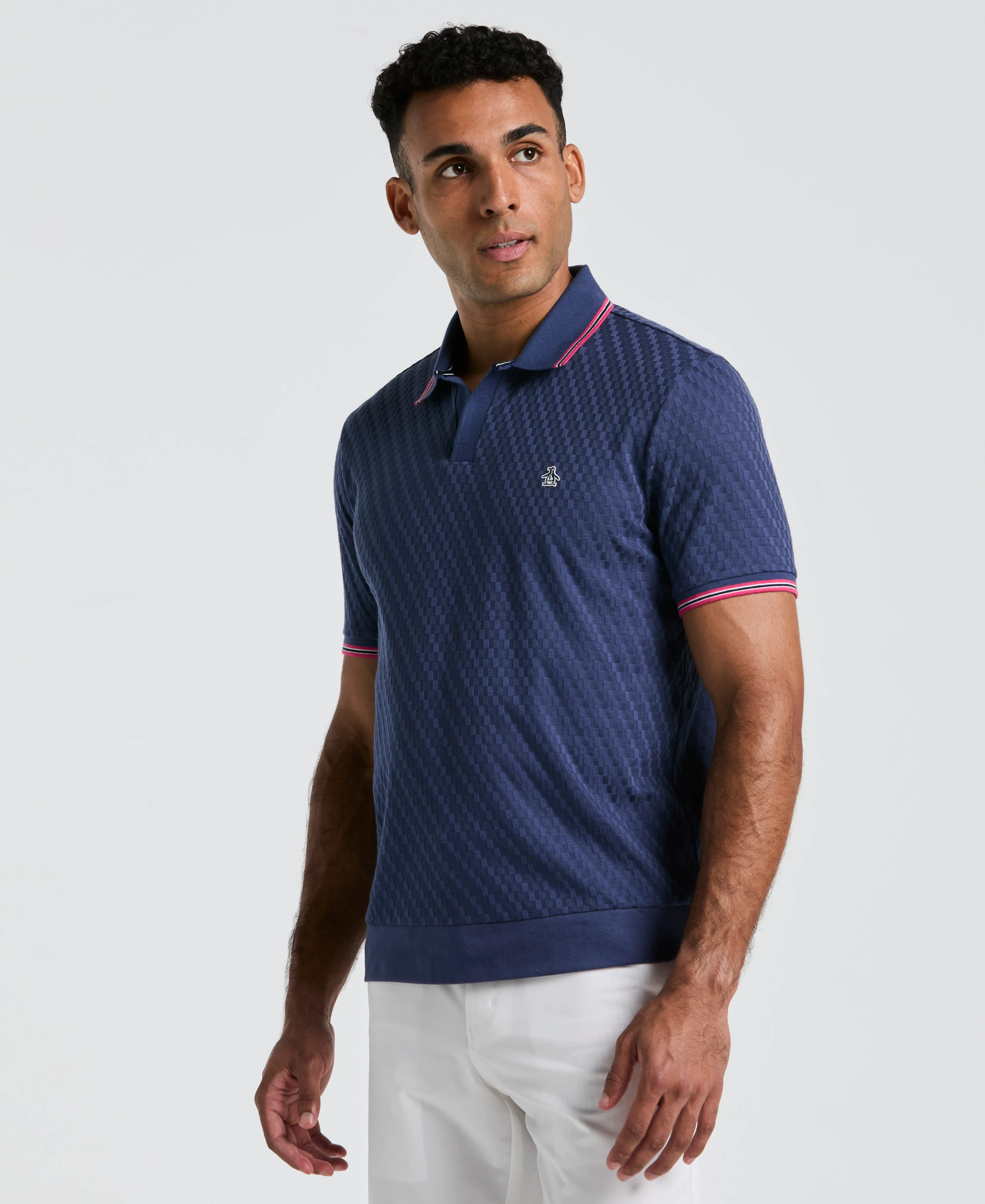 Image of All-Over Jacquard Johnny Collar Polo