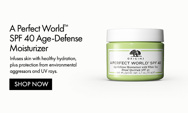 A Perfect World™ SPF 40 Age-Defense Moisturizer | Infuses skin with healthy hydration, plus protection from environmental aggressors and UV rays. | SHOP NOW