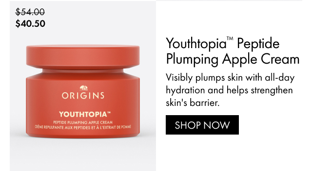$40.50 | Youthtopia™ Peptide Plumping Apple Cream | Visibly plumps skin with all-day hydration and helps strengthen skin's barrier. | SHOP NOW